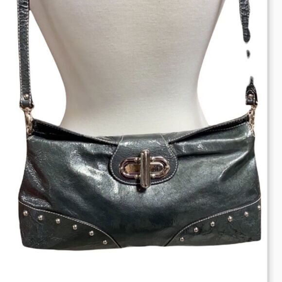 Nuovedive Italian Leather Green Patented HandBag - Picture 2 of 8